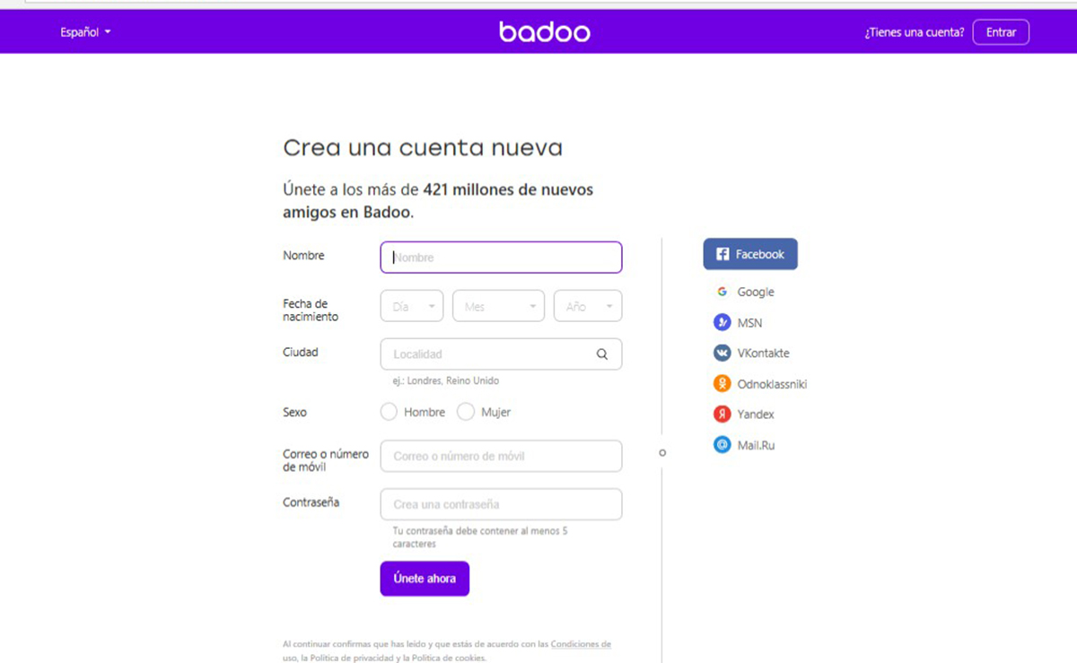 Com www español badoo en Iniciar sesión