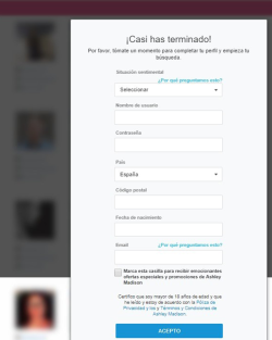 Ashley Madison Registro