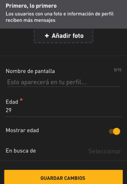 formulario de registro app de contactos gay grindr