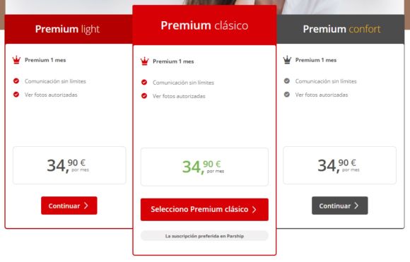 Precios Suscripción Premium Parship España