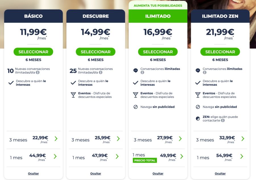 tarifas 1 meetic precio